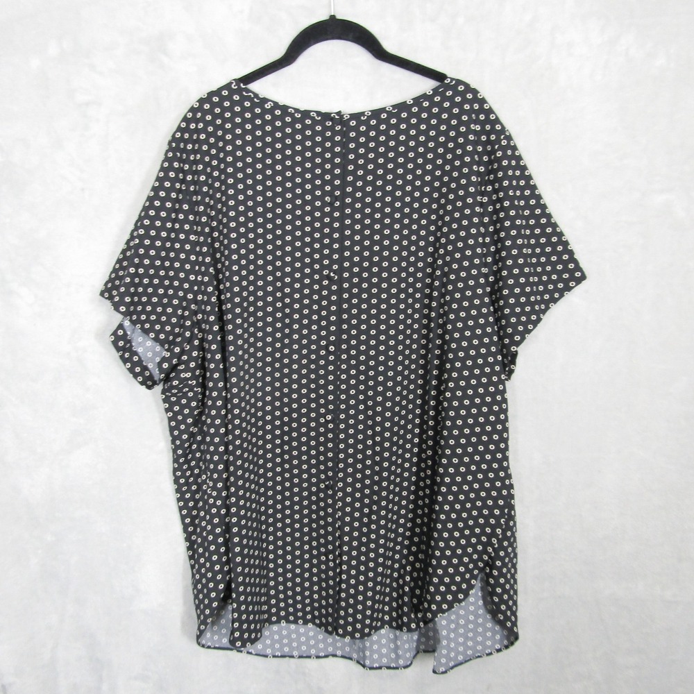 Ava & Viv 3X Black White Polka Dot Tunic Top Short Sleeve Casual Blouse - Picture 8 of 10
